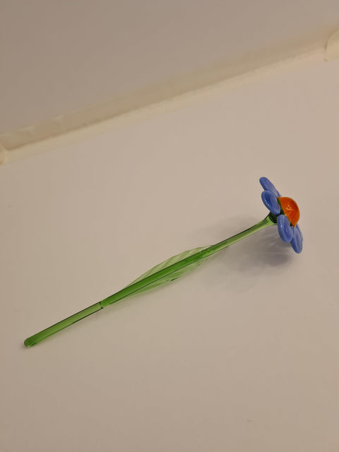 Blue Glass Daisy - Handcrafted Long Stem Flower