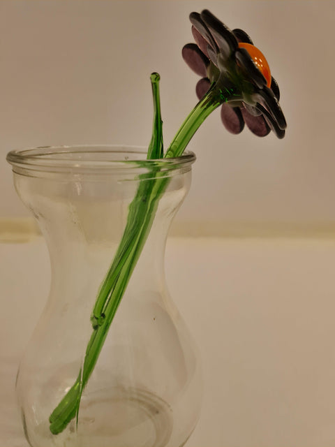 Purple Glass Daisy - Handcrafted Long Stem Flower