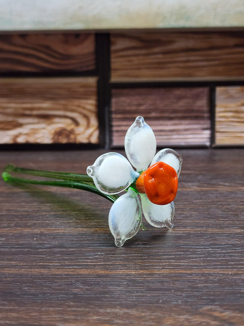 Long Stem Glass Flower Daffodil