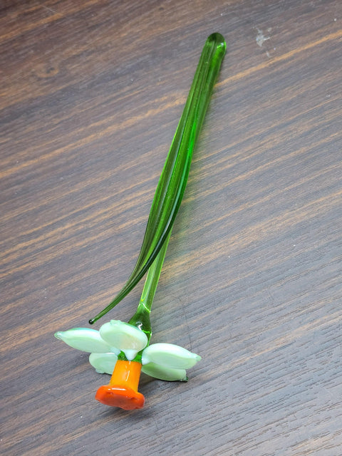 White Glass Daffodil - Handcrafted Long Stem Flower