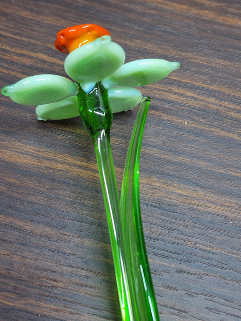 White Glass Daffodil - Handcrafted Long Stem Flower