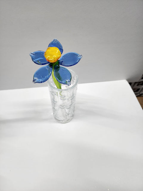 Blue Glass Daffodil - Handcrafted Long Stem Flower