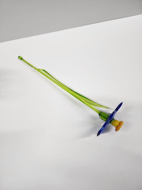 Blue Glass Daffodil - Handcrafted Long Stem Flower