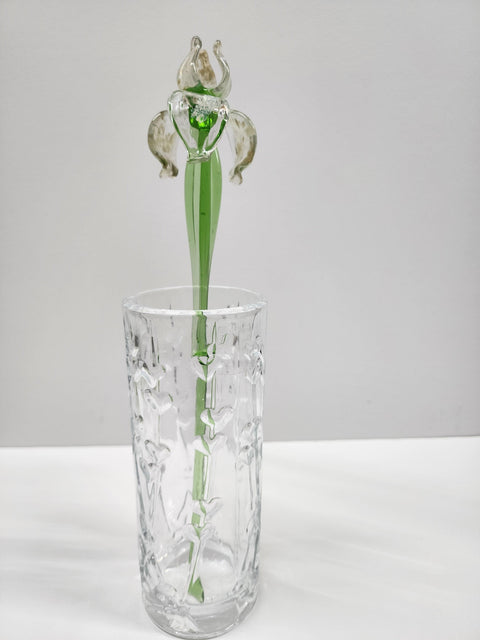 Clear Glass Iris - Handcrafted Long Stem Flower