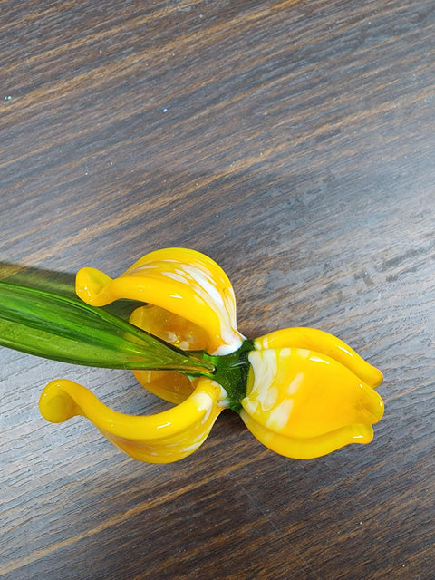 Long Stem Glass Flower Iris