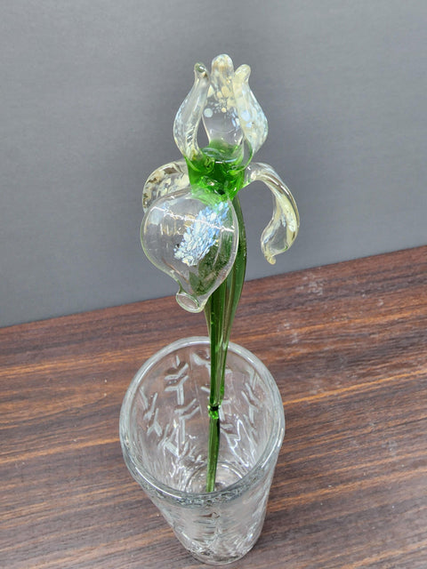 Clear Glass Iris - Handcrafted Long Stem Flower