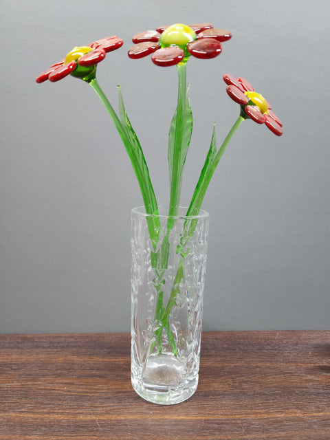 Red Glass Daisy - Handcrafted Long Stem Flower