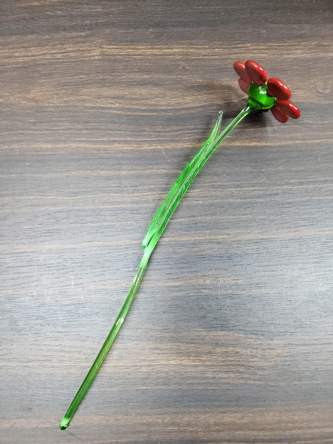 Red Glass Daisy - Handcrafted Long Stem Flower