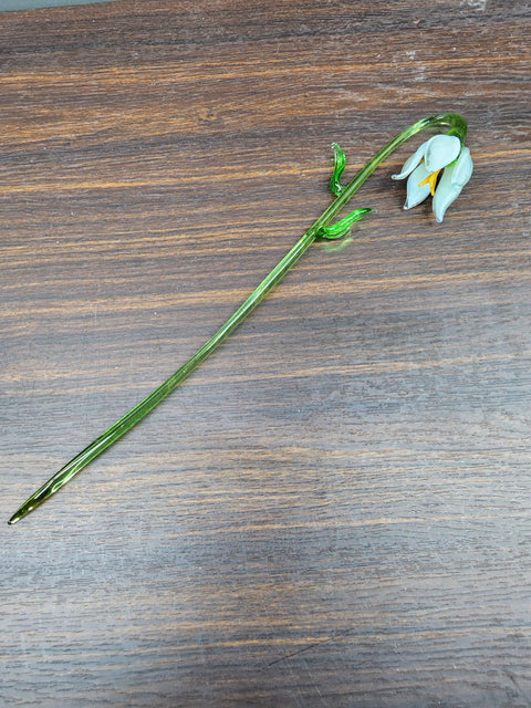 White Glass Lily - Handcrafted Long Stem Flower