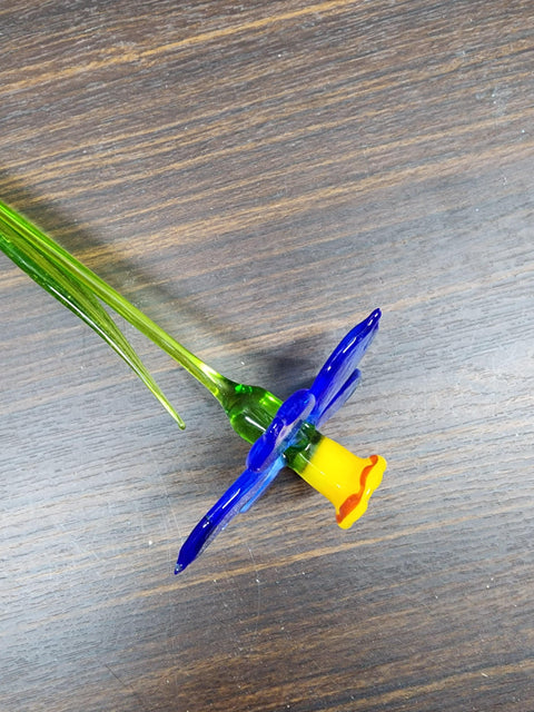 Blue Glass Daffodil - Handcrafted Long Stem Flower