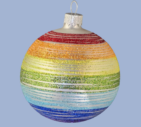 Rainbow Blown Glass Ornament - Handcrafted