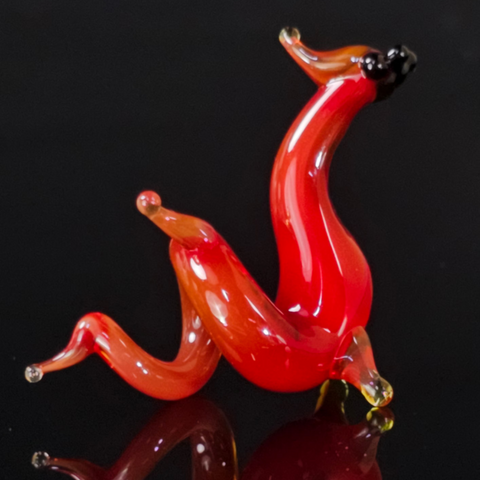 Red Glass Chinese Dragon Figurine, Handmade Murano Quality Design - Small