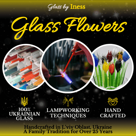 a flyer for glass flowers