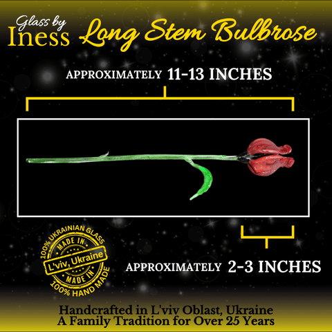 Red Glass Open Bulb Rose - Handcrafted Long Stem Flower