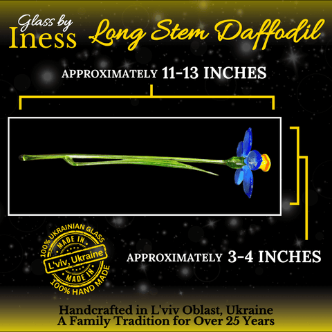 Blue Glass Daffodil - Handcrafted Long Stem Flower