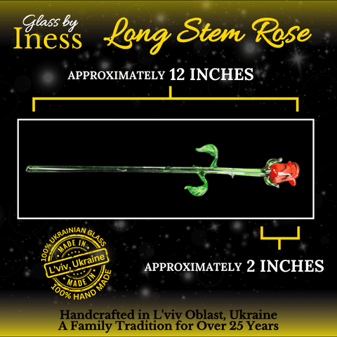 Amber Glass Rose - Handcrafted Long Stem Flower