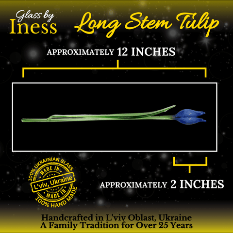 Blue Glass Tulip - Handcrafted Long Stem Flower