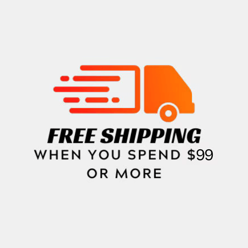 a logo for a shipping company with the words free shipping when you spend $ 99