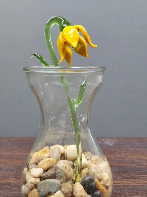 Yellow Glass Lily - Handcrafted Long Stem Flower