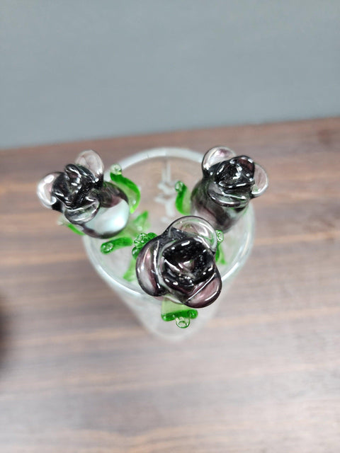 Purple Glass Rose - Handcrafted Medium Stem Flower