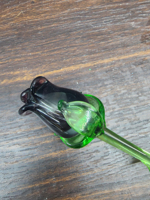 Purple Glass Rose - Handcrafted Medium Stem Flower