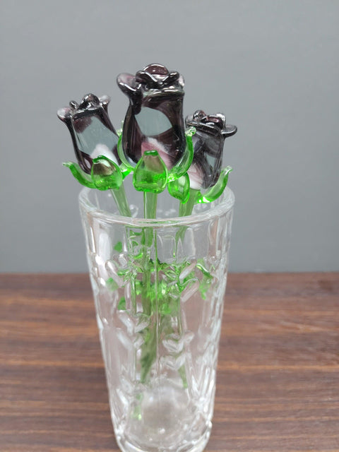 Medium Stem Glass Flower Rose