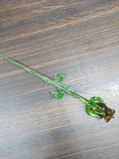 Amber Glass Rose - Handcrafted Medium Stem Flower