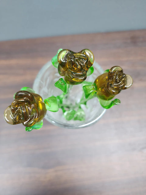 Amber Glass Rose - Handcrafted Medium Stem Flower