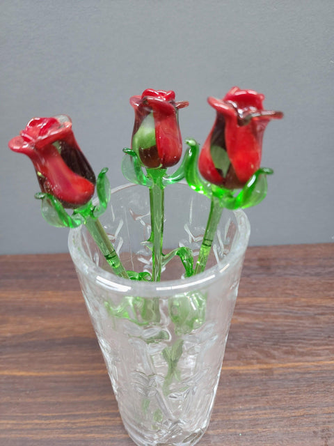 Medium Stem Glass Flower Rose