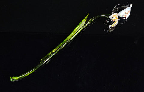 Black Glass Orchid- Handcrafted Long Stem Flower