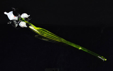 Black Glass Orchid- Handcrafted Long Stem Flower