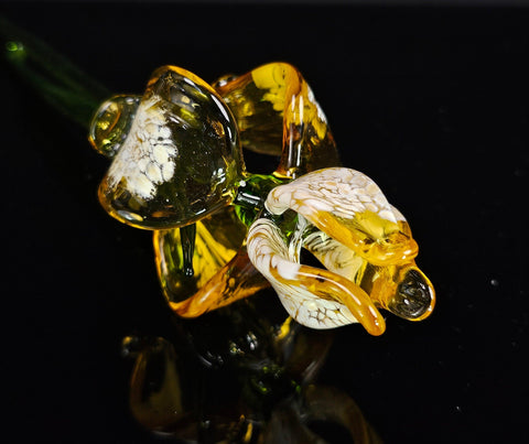 Amber Glass Iris- Handcrafted Long Stem Flower