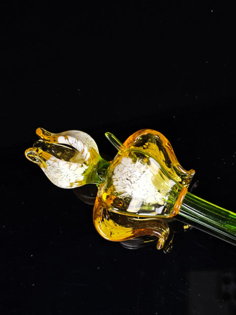 Amber Glass Iris- Handcrafted Long Stem Flower