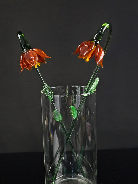 Amber Glass Lily - Handcrafted Long Stem Flower