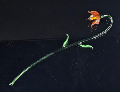 Amber Glass Lily - Handcrafted Long Stem Flower