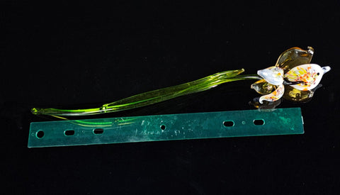 Amber Glass Orchid - Handcrafted Long Stem Flower