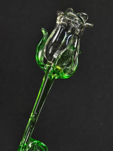 Clear Glass Rose - Handcrafted Long Stem Flower