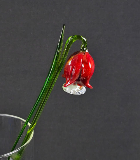 Red Glass Bellflower - Handcrafted Long Stem Flower