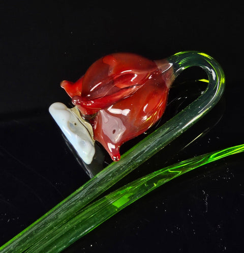 Red Glass Bellflower - Handcrafted Long Stem Flower