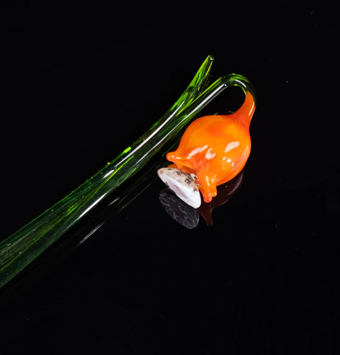 Orange Glass Bellflower - Handcrafted Long Stem Flower