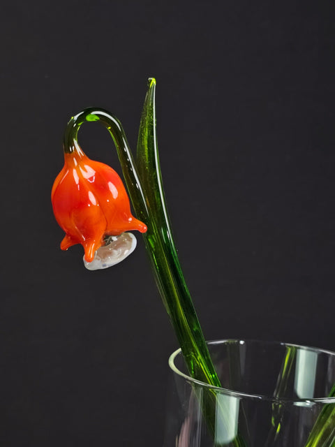 Orange Glass Bellflower - Handcrafted Long Stem Flower