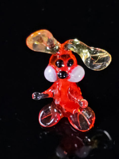 Red Glass Rabbit Figurine, Handmade Murano Quality Design - Small