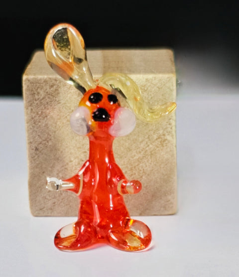 Red Glass Rabbit Figurine, Handmade Murano Quality Design - Small