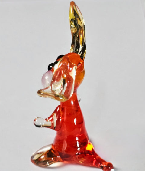 Red Glass Rabbit Figurine, Handmade Murano Quality Design - Small