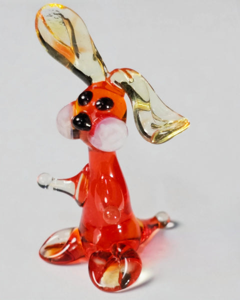 Red Glass Rabbit Figurine, Handmade Murano Quality Design - Small