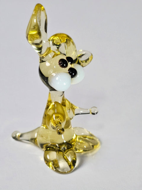 Amber Glass Rabbit Figurine, Handmade Murano Quality Design - Small