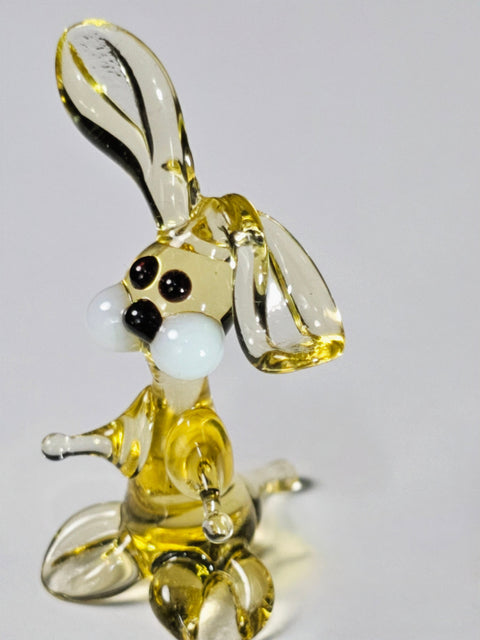 Amber Glass Rabbit Figurine, Handmade Murano Quality Design - Small