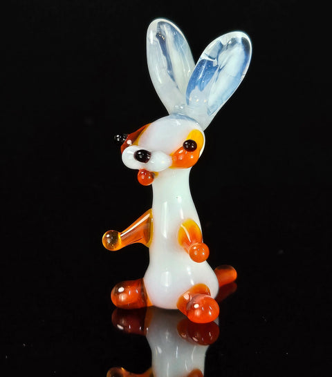 Orange Glass Rabbit  Figurine, Handmade Murano Quality Design - Small