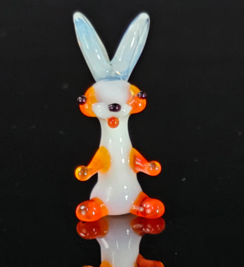 Orange Glass Rabbit  Figurine, Handmade Murano Quality Design - Small