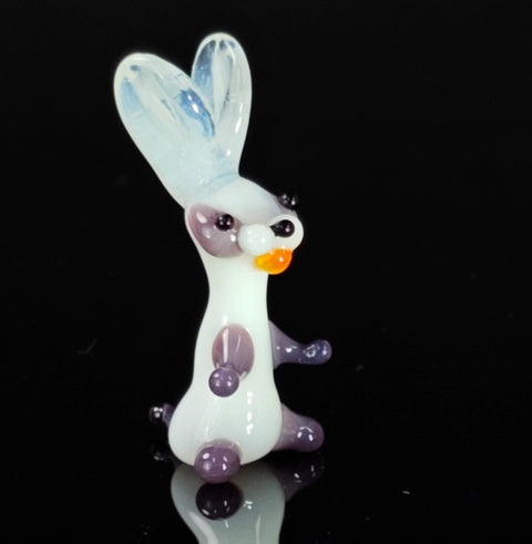 Purple Glass Rabbit Figurine, Handmade Murano Quality Design - Small